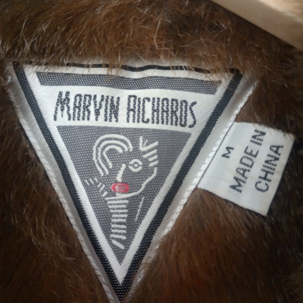Marvin Richards Blue Jean Jacket with Brown Faux Fur Trim - Picture 6 of 7
